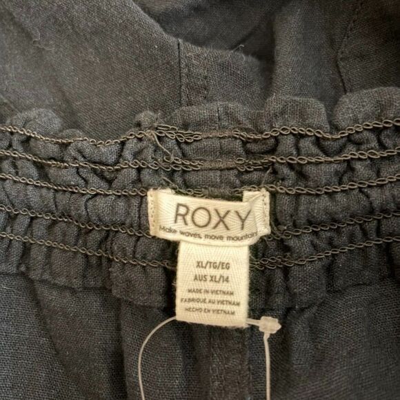 Roxy Pants Women's XL Black Linen Blend Drawstring Summer Beach Solid NWT - Picture 6 of 10